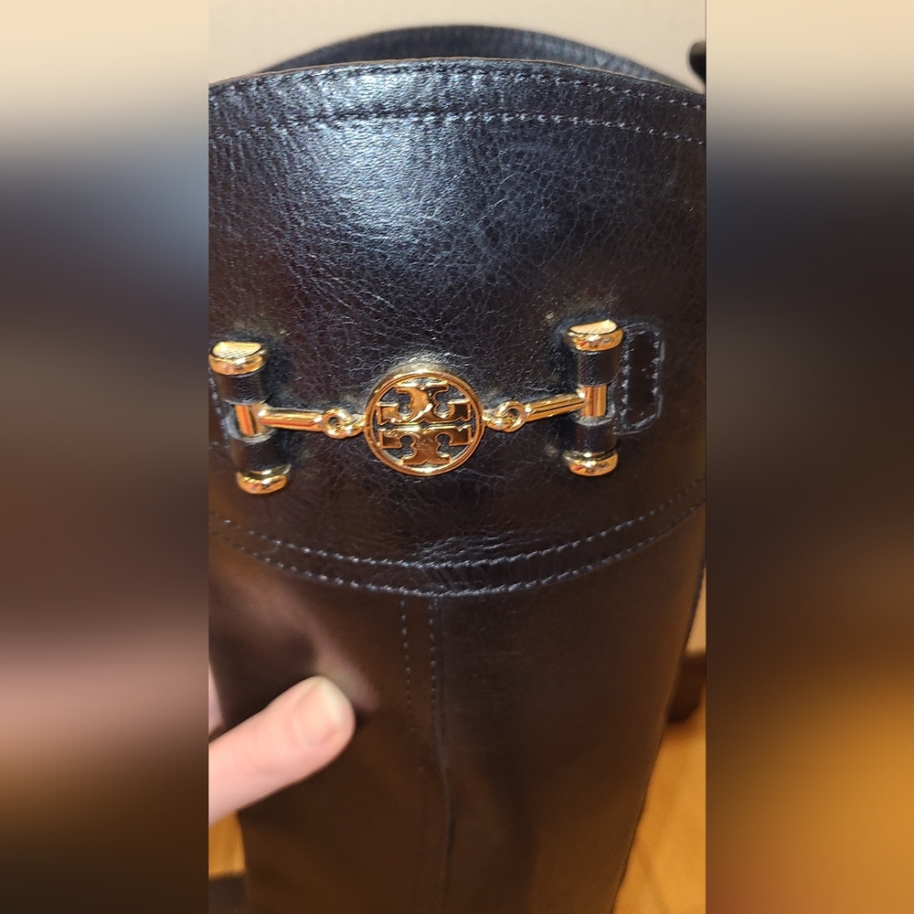 Tory Burch Designer Nadine Black Leather Tall Riding Boots 8 - Picture 8 of 10